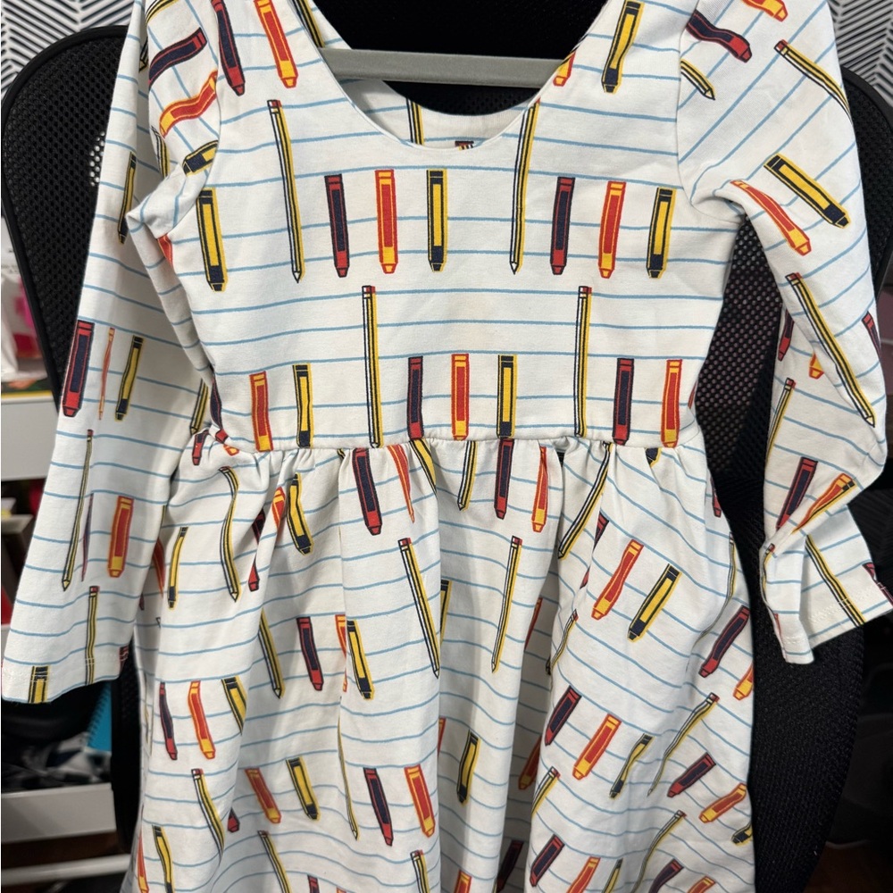 Vibrant Pencil Pattern Kids Dress Size 4